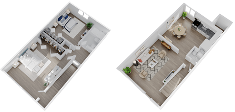 Floor plan for 2 beds, 1.5 baths, 1000 sqft